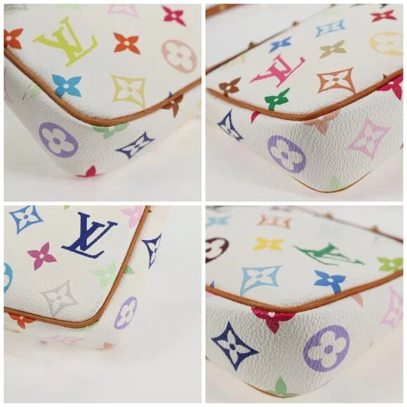 LOUIS VUITTON Monogram Multicolor Pochette Pouch White M92649 LV Auth 135504V Bags